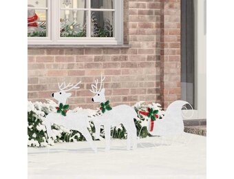 vidaXL Kerst Rendieren Set - 3 stuks Koud Wit Stof - Nu 35% Korting!