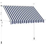 vidaXL Luifel handmatig uittrekbaar 300 cm blauw/wit - 74% Korting!