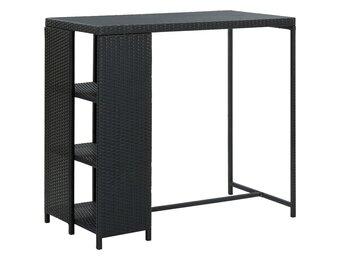 vidaXL Bartafel met Opbergrek - Zwart Poly Rattan | -55%