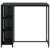 vidaXL Bartafel met Opbergrek - Zwart Poly Rattan | -55%
