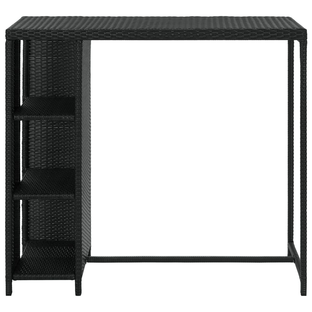 vidaXL Bartafel met Opbergrek - Zwart Poly Rattan | -55%