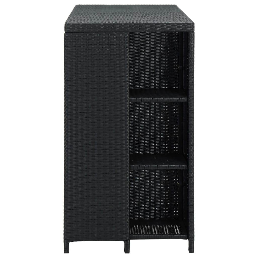 vidaXL Bartafel met Opbergrek - Zwart Poly Rattan | -55%