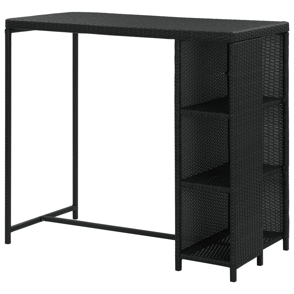 vidaXL Bartafel met Opbergrek - Zwart Poly Rattan | -55%