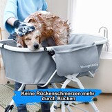 Hondenbad, verhoogd huisdierbad, in hoogte verstelbare huisdierverzorgingskuip, maximaal 65 kg, opvouwbaar en draagbaar, badkuip voor kleine tot middelgrote honden en katten, grijs