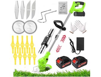 Grastrimmer met accu, grastrimmer met accu, 24 V accu, bosmaaier en accutrimmer, 90 graden draaibaar, voor gazononderhoud, oprit en tuin