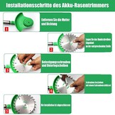 Grastrimmer met accu, grastrimmer met accu, 24 V accu, bosmaaier en accutrimmer, 90 graden draaibaar, voor gazononderhoud, oprit en tuin