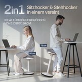 Bureaukruk ergonomisch [gecertificeerd], 2-in-1 kruk & staande kruk, in hoogte verstelbaar, ergonomische kruk voor kantoor en bureau, schommelkruk met zwaaieffect