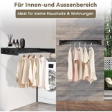 Donken Drying rack, wall mounted, wall dryer, 100 cm, clothes rack, pull out for bathroom, balcony, patio, wall dryer, ideal for indoor and outdoor use, space-saving (black, 100 cm)