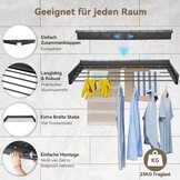 Donken Drying rack, wall mounted, wall dryer, 100 cm, clothes rack, pull out for bathroom, balcony, patio, wall dryer, ideal for indoor and outdoor use, space-saving (black, 100 cm)