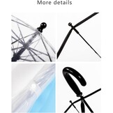 Transparante paraplu voor kinderen, winddicht, 8 echte vezelribben, gebogen handgreep, automatische opening en glasvezel, paraplu voor kinderen, jongens, meisjes, jongens, meisjes, Transparant, M