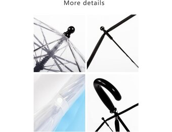 Transparante paraplu voor kinderen, winddicht, 8 echte vezelribben, gebogen handgreep, automatische opening en glasvezel, paraplu voor kinderen, jongens, meisjes, jongens, meisjes, Transparant, M