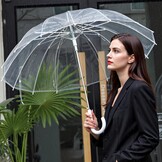 Clear Air Bubble Umbrella Rainproof Canopy Clear Umbrellas for Adults, Perfect for Weddings, Graduation Photo - J Hook Handle Automatically Open