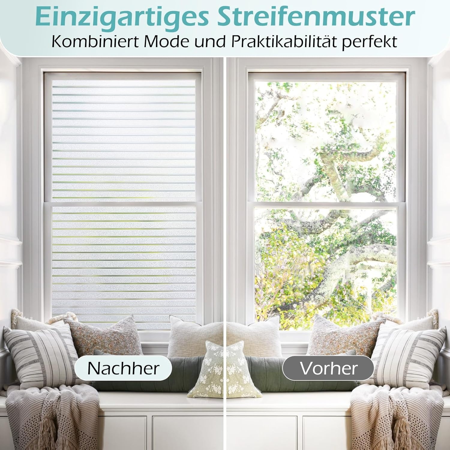 DOWELL Window Film Self Adhesive Privacy Film For Windows 90x400cm, Matte Anti-glare Window Film, Static Window Sticker For Shower, Office, Bathroom, Bedroom, Meeting Room