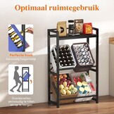 Lifewit Wine Rack, 32 x 70 x 117.5 cm, Metal Wine Rack for Kitchen, Kitchen Cabinet for Drinks, Beer, Coffee, Bags, Fruit Juice, Milk Juice, Black