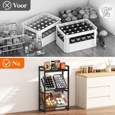 Lifewit Wine Rack, 32 x 70 x 117.5 cm, Metal Wine Rack for Kitchen, Kitchen Cabinet for Drinks, Beer, Coffee, Bags, Fruit Juice, Milk Juice, Black