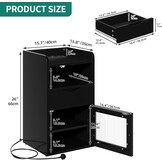 YITAHOME Nachtkastje met stopcontact, nachtkastje zwart met oplaadfunctie, bijzettafel met ledverlichting, lade, 1 AC-stopcontact, 2 USB-poorten, nachtkastje, woonkamer, slaapkamer, werkkamer