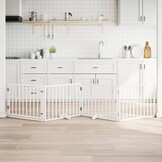 vidaXL Hondenhek inklapbaar met deur 4 panelen 320 cm populierhout wit