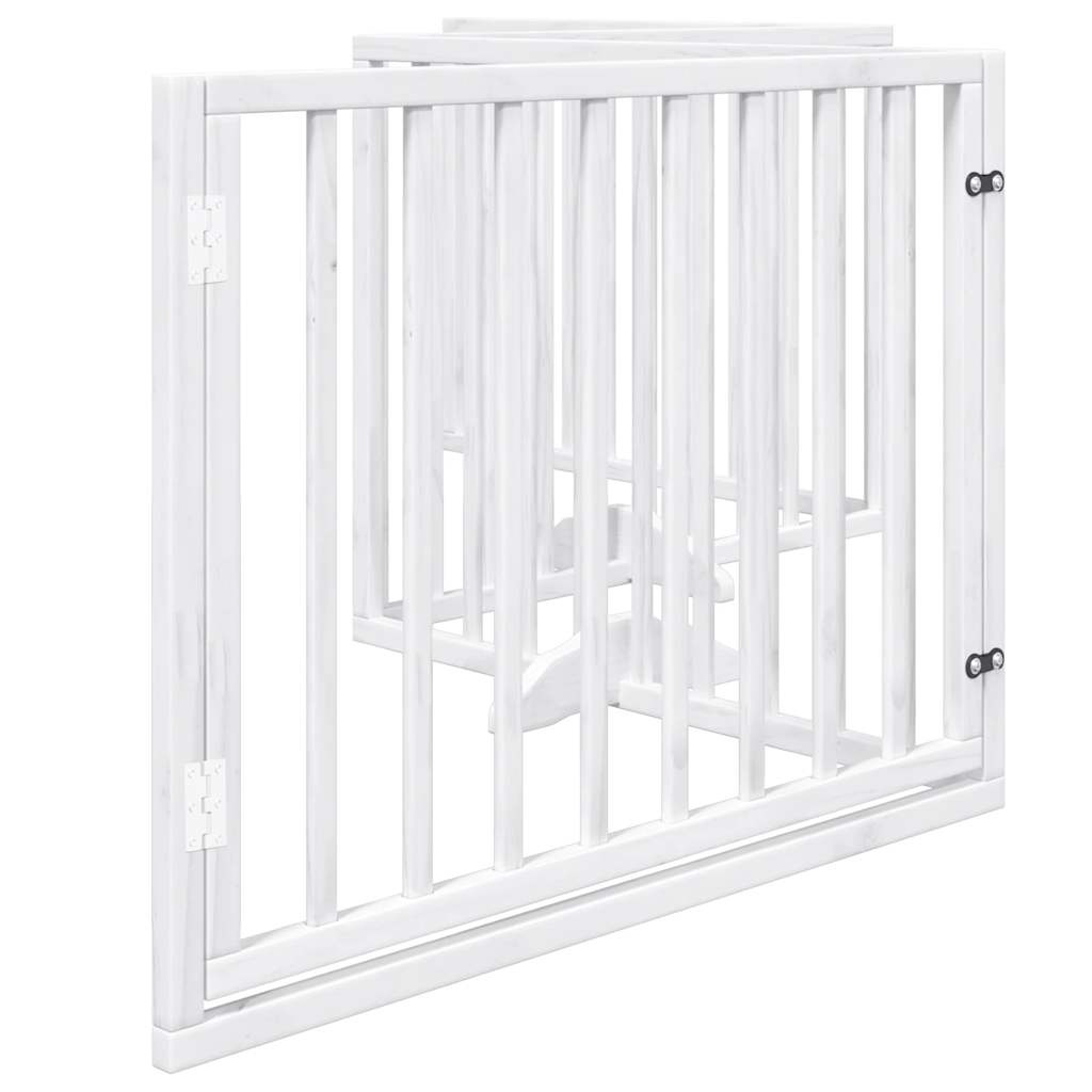 vidaXL Hondenhek inklapbaar met deur 4 panelen 320 cm populierhout wit