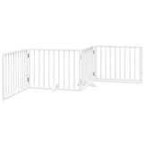 vidaXL Hondenhek inklapbaar met deur 4 panelen 320 cm populierhout wit