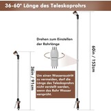 RESTMO Telescopische Tuinspuit 92-152 cm Metaal, Lange Tuinspuit met 180° Draaibare Kop, 7 Verstelbare Sproeimodussen voor Hangende Potten en Struiken, Bruin