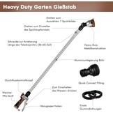 RESTMO Telescopische Tuinspuit 92-152 cm Metaal, Lange Tuinspuit met 180° Draaibare Kop, 7 Verstelbare Sproeimodussen voor Hangende Potten en Struiken, Bruin