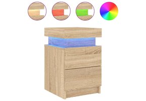 vidaXL Nachtkastje met LED - Sonoma Eiken - 35x39x55 cm - 35% Korting!