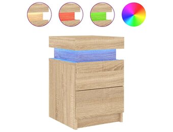 vidaXL Nachtkastje met LED - Sonoma Eiken - 35x39x55 cm - 35% Korting!