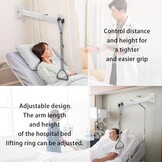 Trapeziumbed voor senioren, trapeziumbar voor bed, hulp mobiliteit, nachtkastje, pull-up bar, bed, steunstang, plafondmontage met verstelbare riem, opstahulp