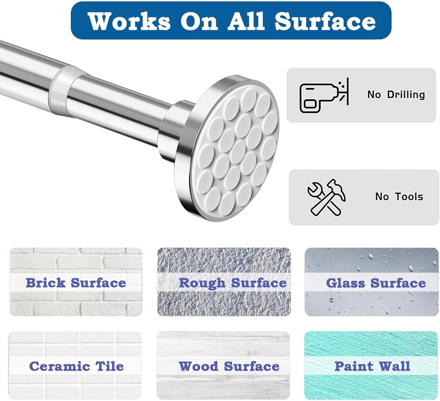 Telescopische gordijnroede, extra lang, 4 meter, geen boren nodig, kledingstang, voor badkamer, douchegordijn, slaapkamer, zilver, 350-405 cm, doorsnede 32 mm