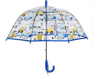 Children's Umbrella with Dome Roof, Lightweight, Cute Funny Design, Wind and Umbrella, Stick Umbrella in Bell Shape, Transparent, Gifts for Children