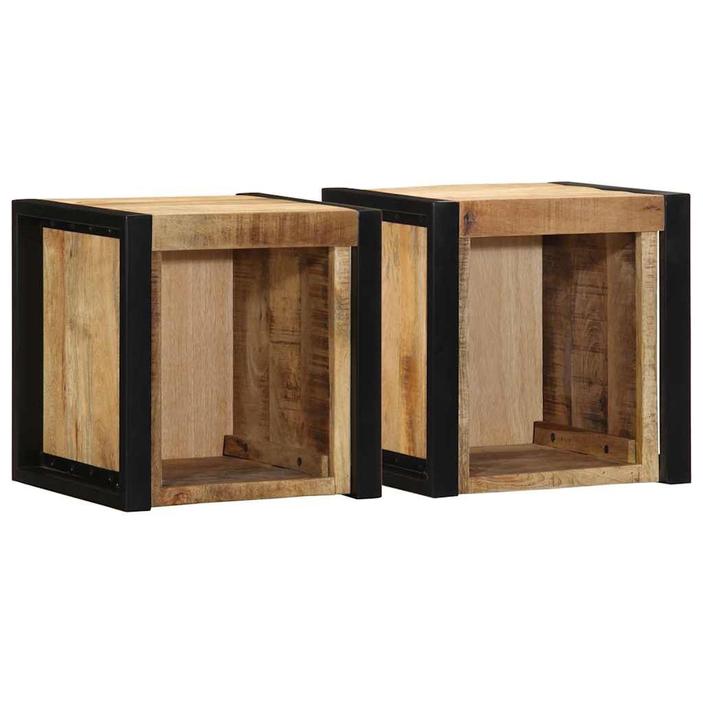 vidaXL Nachtkastjes 2 st 40x35x40 cm massief ruw hout mango