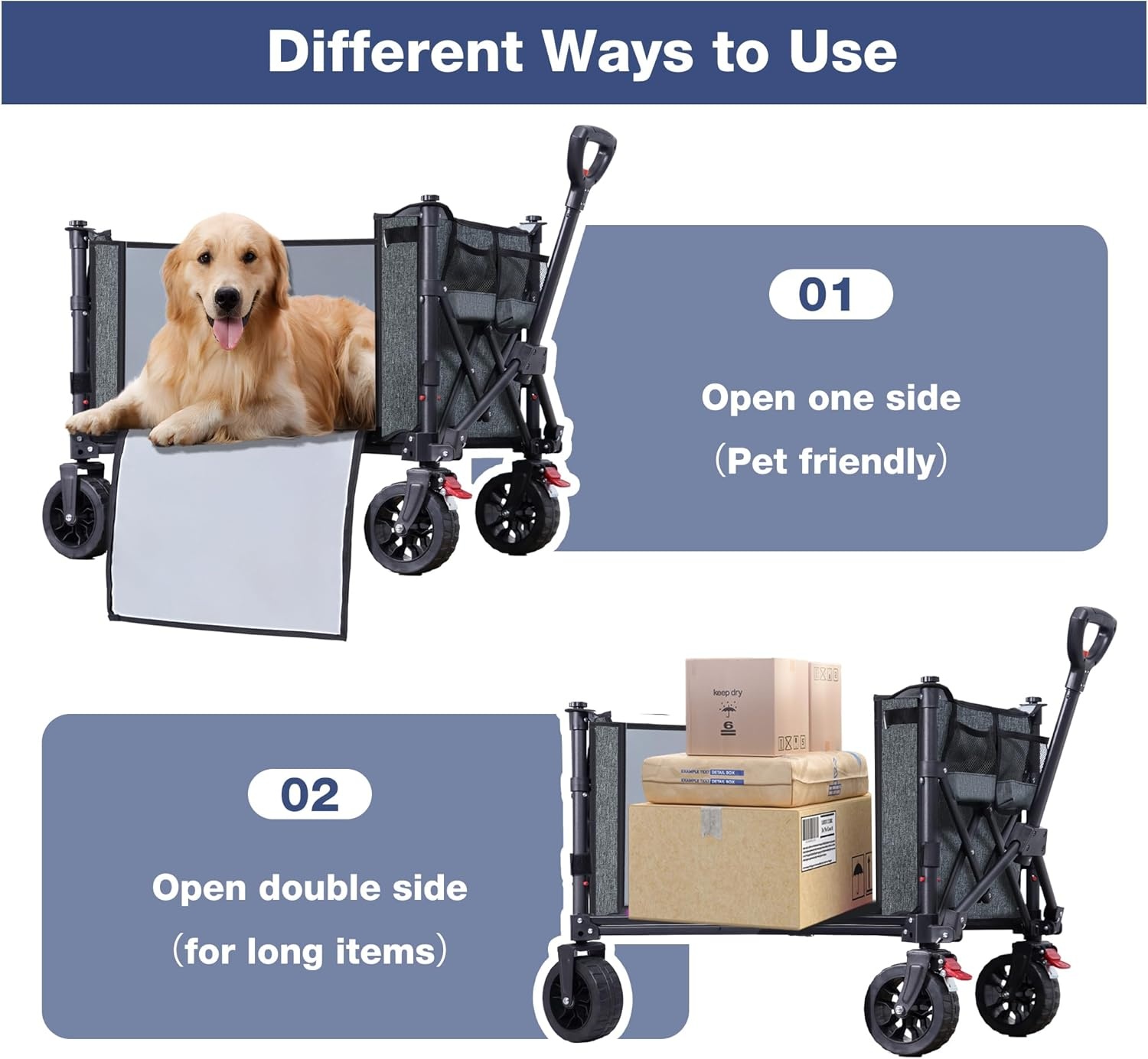 Opvouwbare Bolderkar met All-Terrain Wielen & Remmen - 30% Korting!