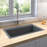 vidaXL Keukenwasbak Grijs Graniet (79x50x31cm) - 60% Korting!