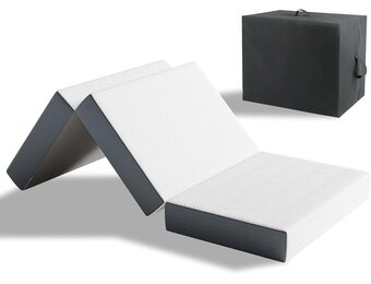 Vesgantti Vouwmatras, gastenmatras, 90 x 190 x 15 cm, 3-delige gelschuim, opvouwbare matras voor logeerbed, reisbed, ruimtebesparend, Oeko-Tex gecertificeerd