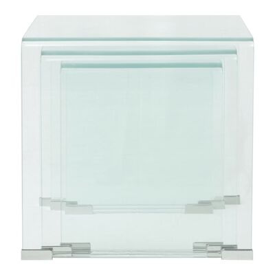 vidaXL Bijzettafel set 3-dlg transparant gehard glas