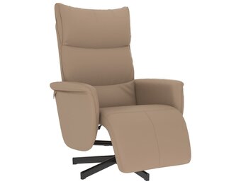 vidaXL Fauteuil verstelbaar met voetensteun kunstleer cappuccinokleur