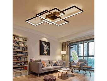 LED Dimbare Rechthoek Plafondlamp Woonkamer Lamp met Afstandsbediening Moderne Minimalistische Plafondlicht Creatieve Metalen Acryl Design Verlichting Slaapkamer Decor Lamp