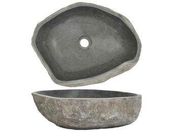 vidaXL Wastafel ovaal (45-53)x(34-41) cm riviersteen