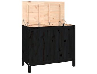 vidaXL Wasmand 88,5x44x76 cm massief grenenhout zwart