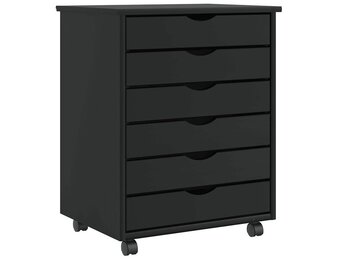 vidaXL Ladekast MOSS verrijdbaar massief grenenhout zwart