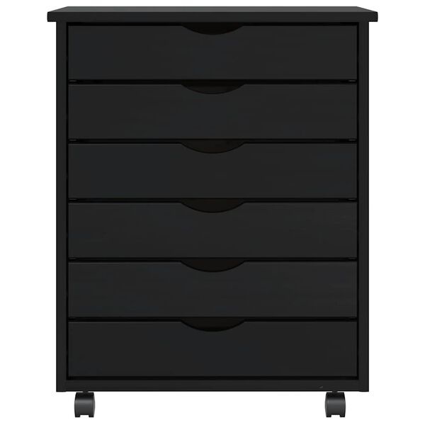 vidaXL Ladekast MOSS verrijdbaar massief grenenhout zwart