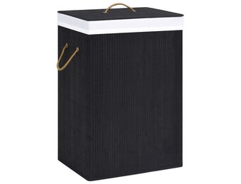 vidaXL Wasmand met 1 vak bamboe zwart