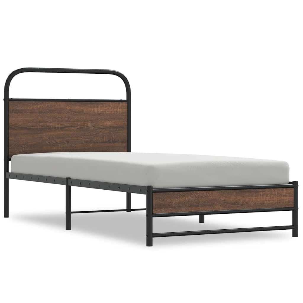 vidaXL Bedframe zonder matras bewerkt hout bruin eikenkleur 90x200 cm