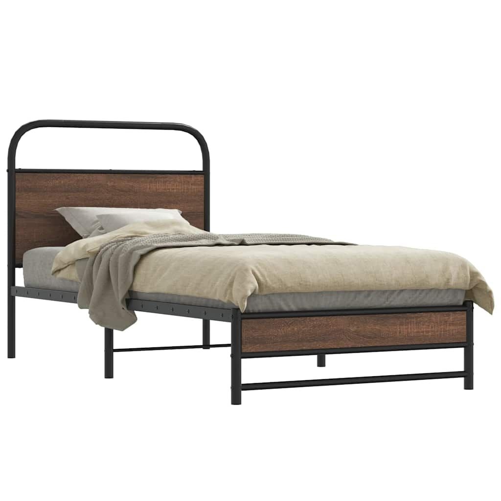 vidaXL Bedframe zonder matras bewerkt hout bruin eikenkleur 90x200 cm