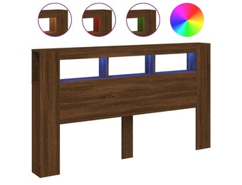 vidaXL Hoofdeinde met LED 180x18,5x103,5 cm bewerkt hout bruineiken