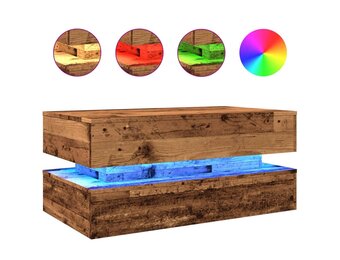 vidaXL Salontafel met LED-verlichting 90x50x40 cm oud houtkleurig