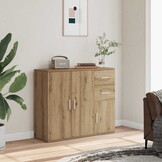 vidaXL Dressoir 91x29,5x75 cm bewerkt hout artisanaal eikenkleurig