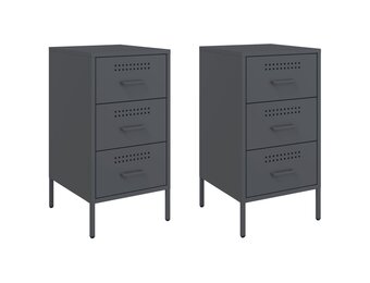 vidaXL Nachtkastjes 2 st 36x39x68 cm staal antracietkleurig