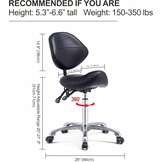 Grace&Grace Saddle Stool with Back Support Massage Swivel Chair for Beauty Tattoo Lash Clinic Dentist Spa Salons Studio,Adjustable Rolling Stool on Wheels(With Backrest, Black)