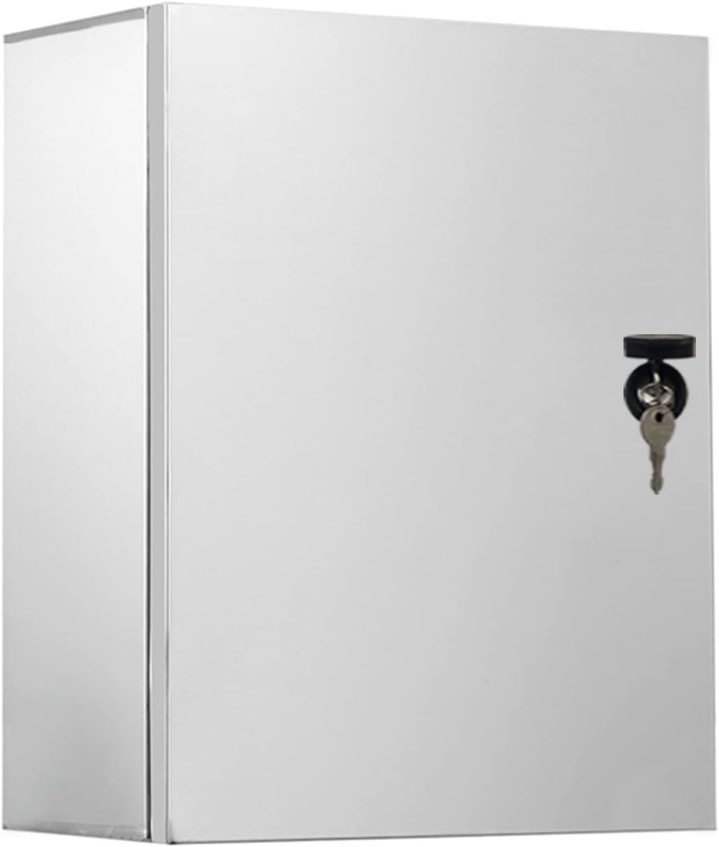 Stainless steel control cabinet, 60 x 50 x 20 cm, junction box, built-in insulating mounting plate, waterproof, wall mounted, electrical distributor